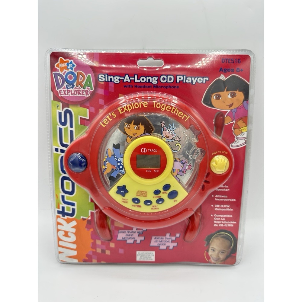 Dora the Explorer Nicktronics DTE516 Sing Along CD Player Headset Mic New 2006